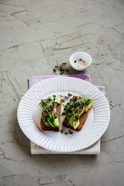 Avocado toasts on plate Stock photo © YuliyaGontar