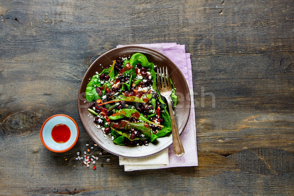 Lettuce, beans, feta salad Stock photo © YuliyaGontar