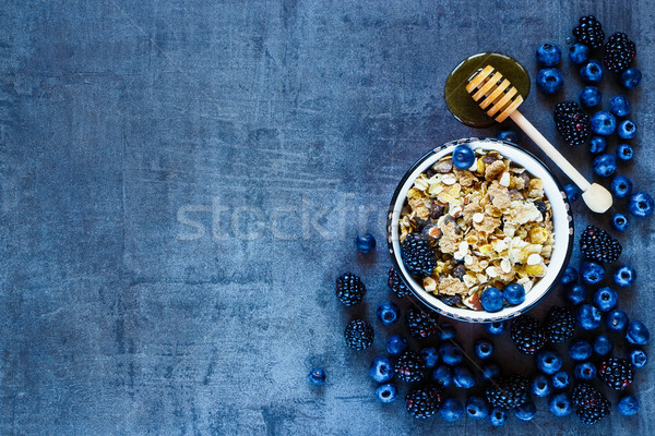 Stok fotoğraf: Lezzetli · kahvaltı · karpuzu · granola · bağbozumu · kupa