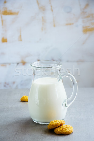 Stockfoto: Melk · cookies · vers · gebakken · kokosnoot