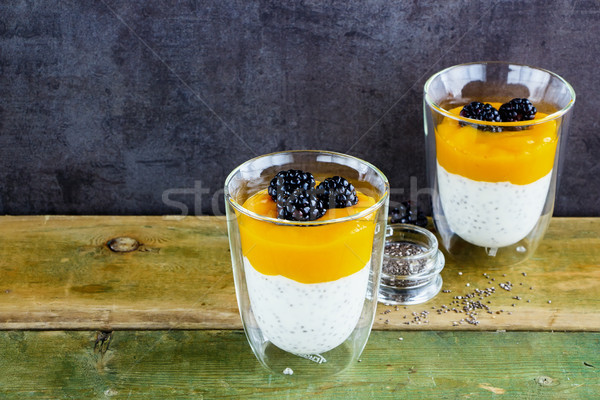 Joghurt puding kettő detoxikáló egészséges reggeli Stock fotó © YuliyaGontar