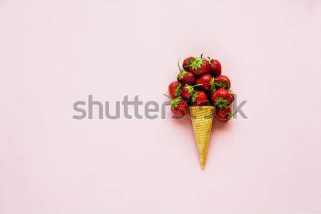 Stock photo: Cone with strawberry