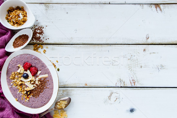 Kom bes smoothie ontbijt dieet bessen Stockfoto © YuliyaGontar