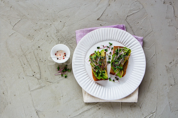 Avocado toasts on plate Stock photo © YuliyaGontar