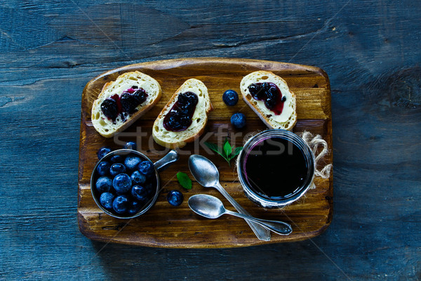 Blueberry jam sandwiches Stock photo © YuliyaGontar