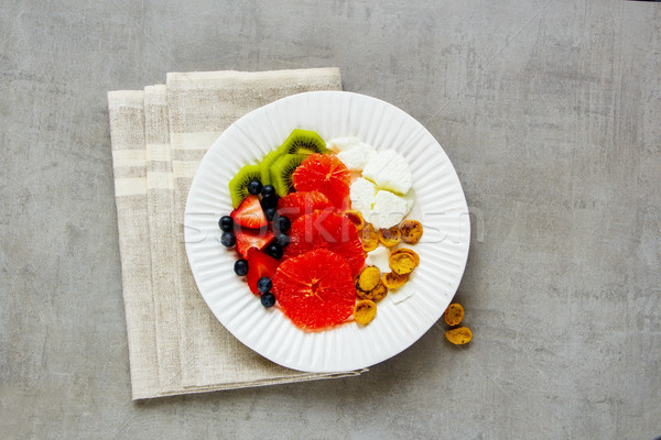 Reggel reggeli inspiráció tányér friss különböző Stock fotó © YuliyaGontar