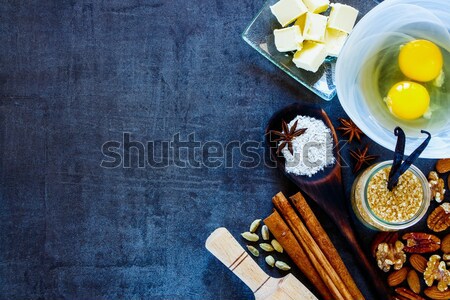 Cooking ingredients background Stock photo © YuliyaGontar