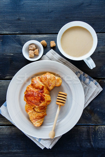 Zdjęcia stock: Rogalik · kawy · górę · widoku · śniadanie · zestaw