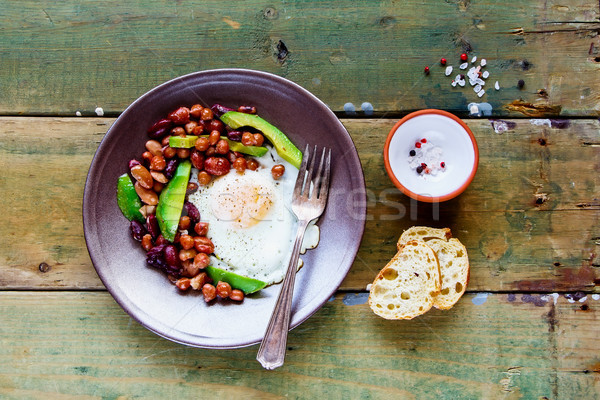 English Breakfast in plate Stock photo © YuliyaGontar