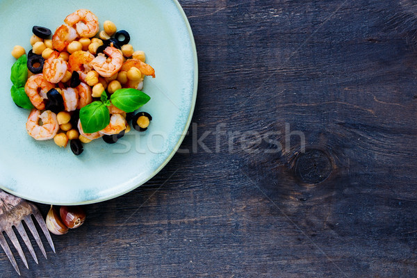 Chickpeas salad in plate Stock photo © YuliyaGontar
