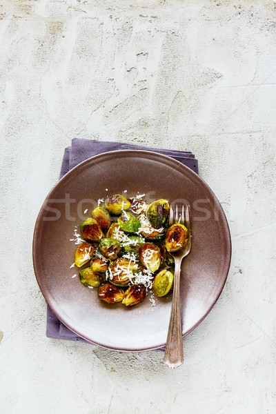 Foto stock: Bruselas · parmesano · placa · frito · queso · parmesano · concretas