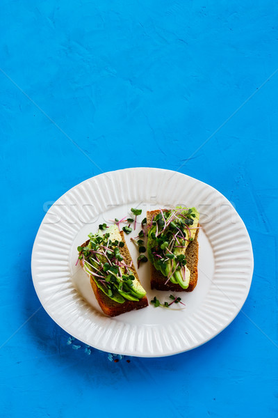 Avocado toasts on plate Stock photo © YuliyaGontar