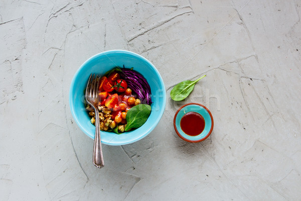 素食 佛 碗 健康 菠菜 蕃茄 商業照片 © YuliyaGontar