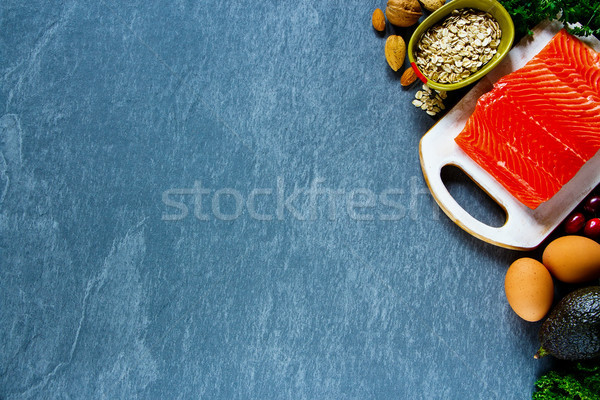 Stockfoto: Vers · ruw · ingrediënten · zalm · eieren