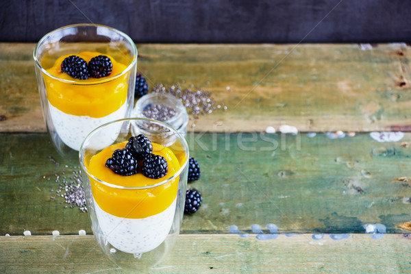 Yoğurt puding lezzetli kahvaltı mason Stok fotoğraf © YuliyaGontar