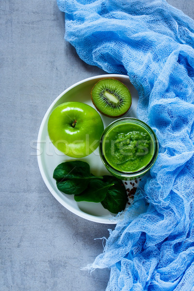 Vert fraîches smoothie haut vue smoothie vert [[stock_photo]] © YuliyaGontar