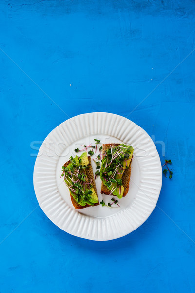 Avocado toasts on plate Stock photo © YuliyaGontar