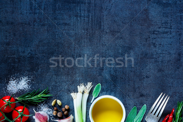 Taze organik sebze üst görmek zeytinyağı Stok fotoğraf © YuliyaGontar