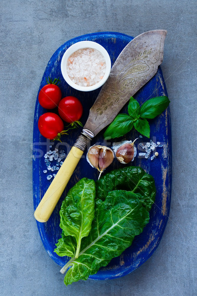 Stockfoto: Vegetarisch · koken · ingrediënten · vintage · mes