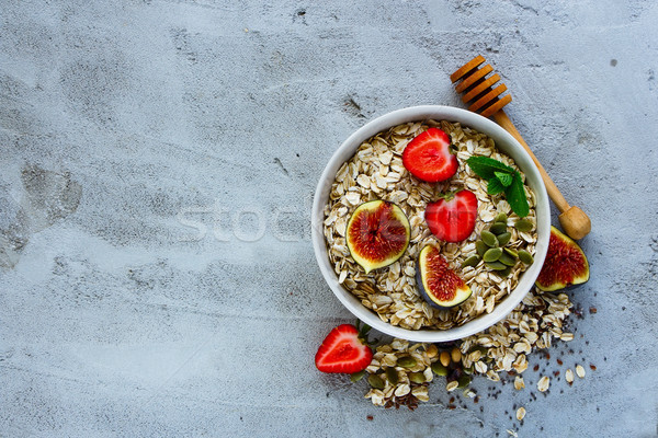 Saudável café da manhã tigela aveia abóbora Foto stock © YuliyaGontar