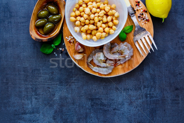 Chickpeas salad ingredients Stock photo © YuliyaGontar