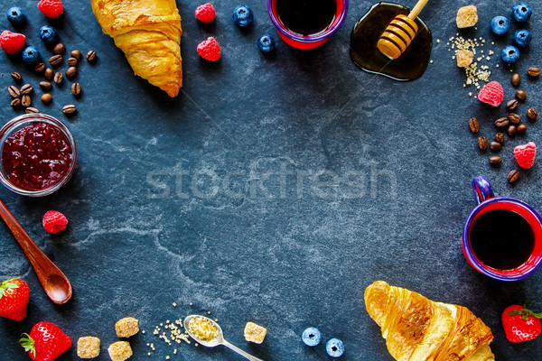 Foto stock: Delicioso · desayuno · establecer · alimentos · verano · bayas