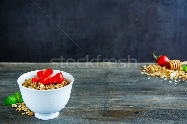 Stockfoto: Müsli · bessen · kom · granen · ontbijt