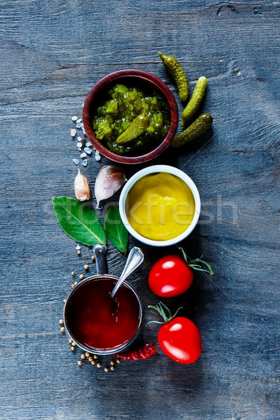 Sauces with herbs and spices Stock photo © YuliyaGontar