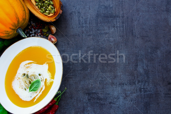 Pumpkin cream soup Stock photo © YuliyaGontar