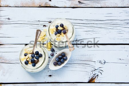 Mason jars of yogurt Stock photo © YuliyaGontar
