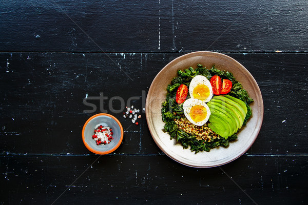 Quinoa, kale and egg bowl Stock photo © YuliyaGontar