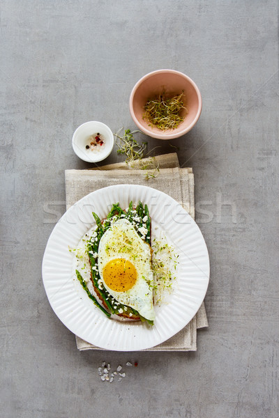 Spring sandwich on plate Stock photo © YuliyaGontar