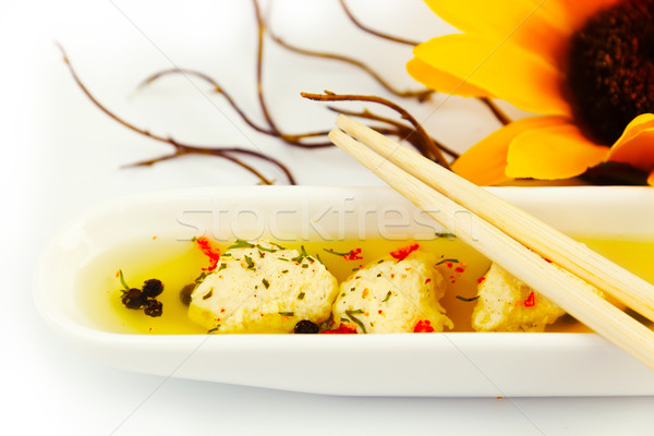 Délicieux boulettes de viande sauce fleur viande chaud Photo stock © yura_fx