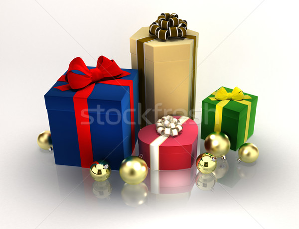 ストックフォト: クリスマス · 贈り物 · クローズアップ · プレゼント · 白 · 紙