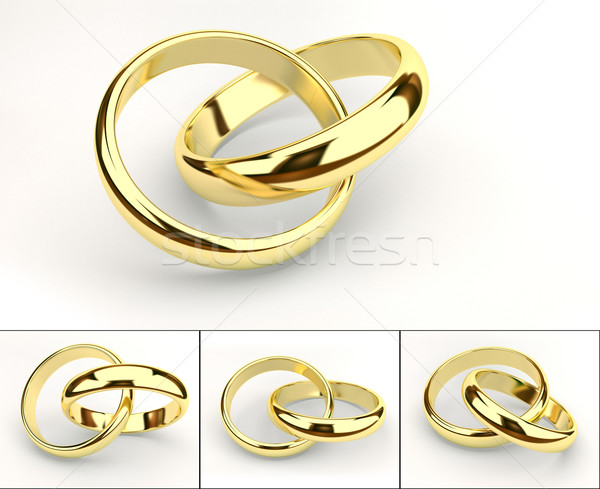 Photo stock: Alliances · or · blanche · mariage · fond · métal
