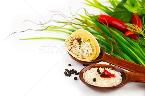 Linguri ingrediente alb iarbă viaţă Imagine de stoc © yura_fx
