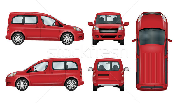 Czerwony samochodu wektora szablon odizolowany rodziny Zdjęcia stock © YuriSchmidt