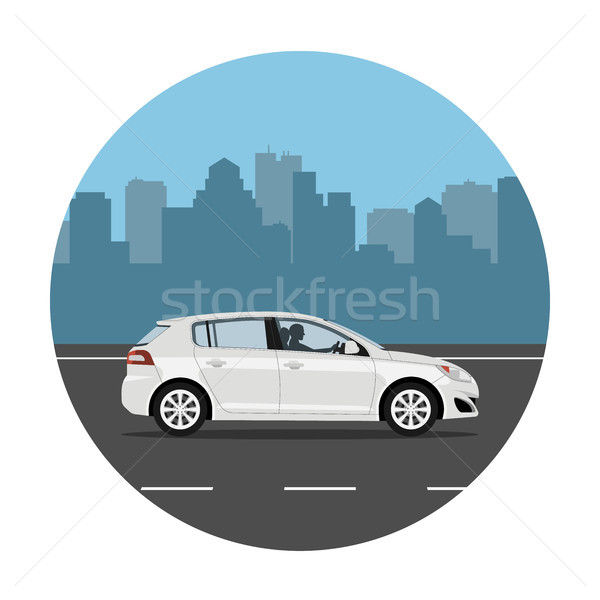 Car on the city background Stock photo © YuriSchmidt
