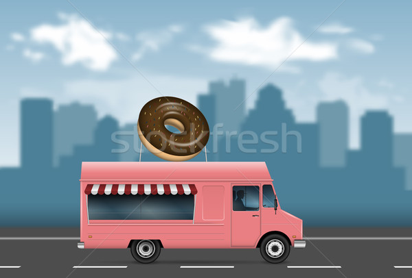 Pink food truck vector illustration Stock photo © YuriSchmidt