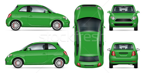 Green mini car vector illustration. Stock photo © YuriSchmidt