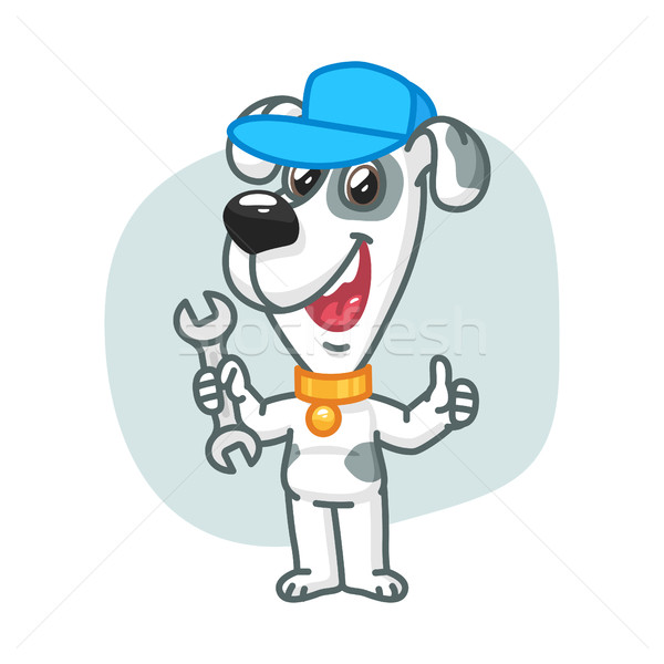 Dog Holding Wrench and Smiling Stock photo © yuriytsirkunov