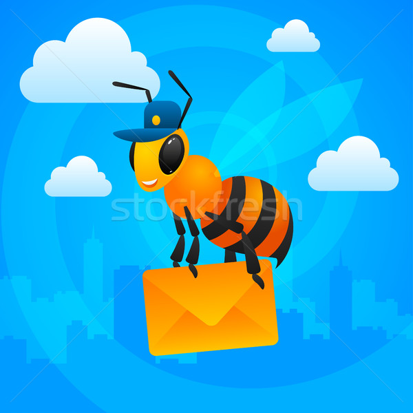 City bee postman holds letter Stock photo © yuriytsirkunov