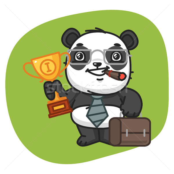 Panda Holds Suitcase and Cup Stock photo © yuriytsirkunov