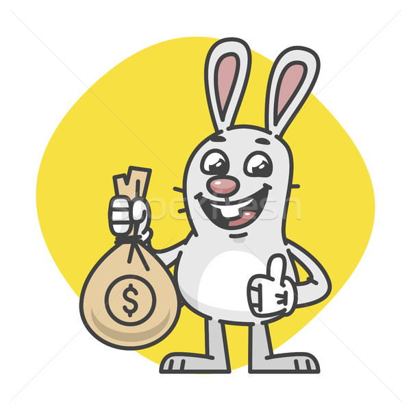 Bunny Tasche Geld Maskottchen Stock foto © yuriytsirkunov