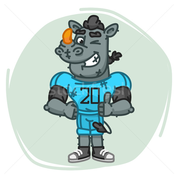 Zdjęcia stock: Rhino · palec · w · górę · maskotka · charakter
