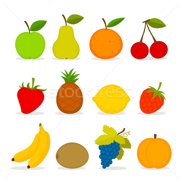 Сток-фото: набор · вектора · фрукты · иллюстрация · формат · прибыль · на · акцию