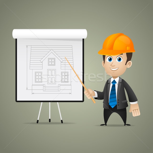 Builder Männer Punkte Flipchart Illustration formatieren Stock foto © yuriytsirkunov