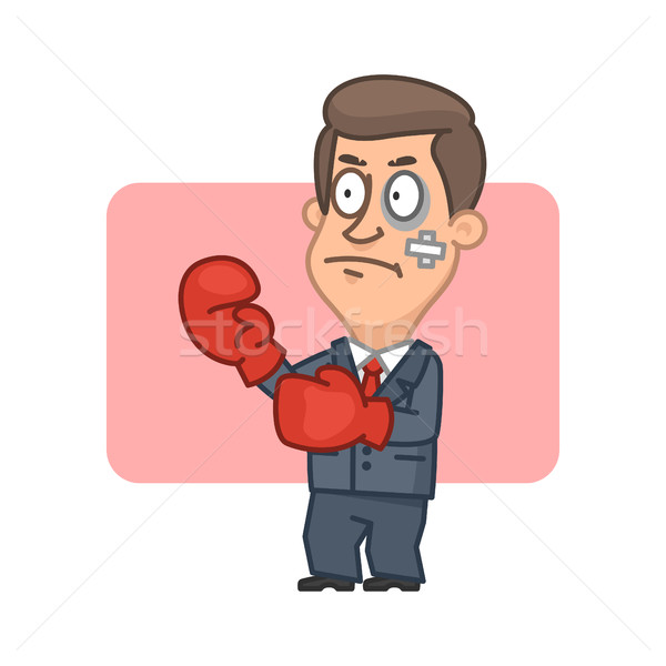 Businessman standing fighter in boxing gloves Stock photo © yuriytsirkunov