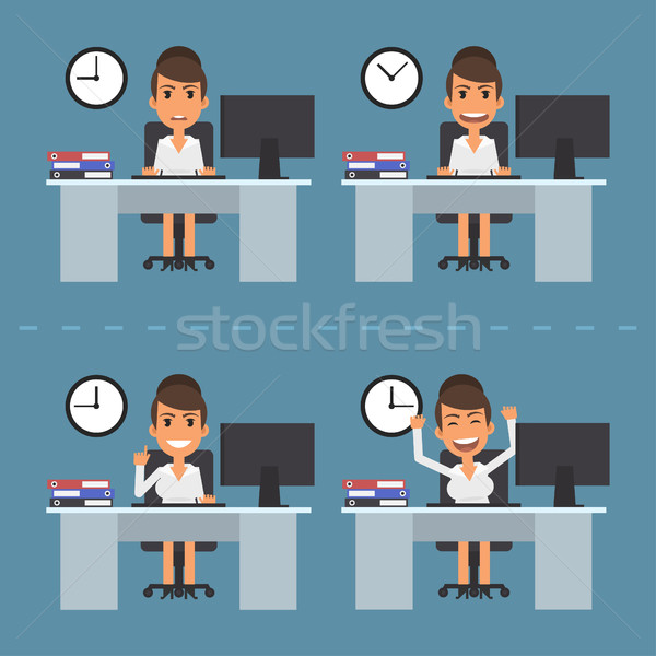Stock photo: Woman at table in different versions