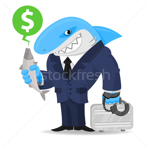 Shark business keeps suitcase and fish Stock photo © yuriytsirkunov